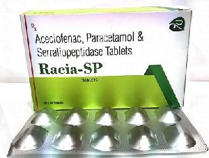 Aceclofenac 100mg + Paracetamol 325mg + serratiopeptadise 15mg Tablet