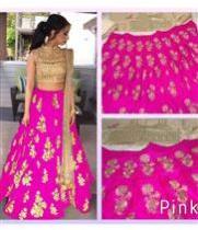 Pink Designer Taffeta Silk Lehega Choli