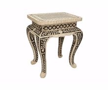 Black color bed side bone inlay small table