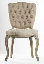 French Country Tufted Hemp Linen Piaf Dining Chair