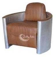 Metallic Aero Chair With Leather Seat