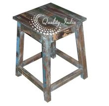 Wooden Reclaimed Indian Style Stool