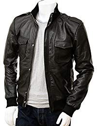 Mens Full Grain Leather Bomber Jacket