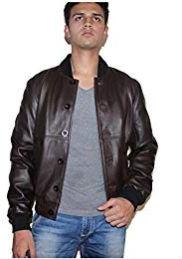 Mens Sword Brown Lambskin Leather Biker Jacket