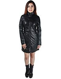 Womens Lambskin Black Leather Long Biker Jacket