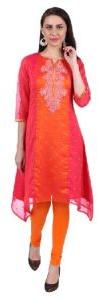 Shwetambara Poly Georgette Embroidered Pink Kurti