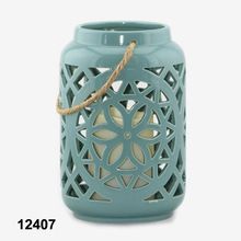 Ceramic Floral Flameless Candle Lantern