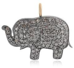 Elephant Charm Diamond Sterling Silver Pendant