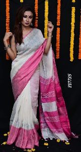 Linen plain sarees