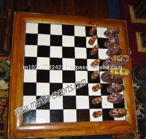 Exclusive Marble Inlay Chess Design Table Top