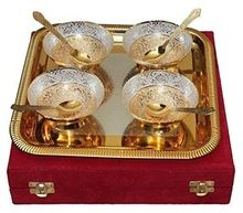 Silver Plated Gold Traditional Bowls Set