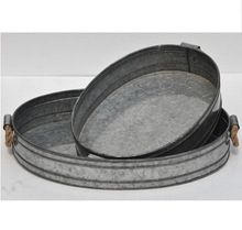Galvanized tray with Rope handle