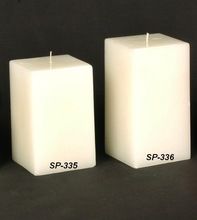 White Designer Square Pillar Candle