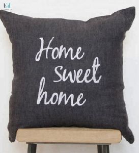 Home hand embroidered linen cushion