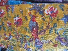 BIRD PRINT KANTHA BEDDING THROW