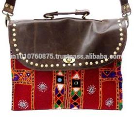 leather suzani hand bag