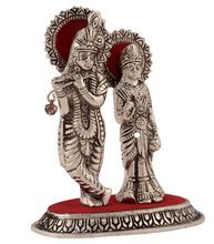 White Metal Radha Krishna Sculpture