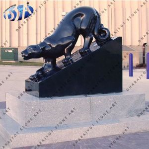 black granite leopard statue