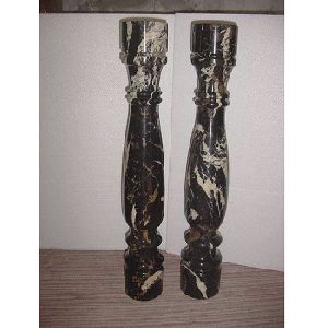 Black Marble Antique Carved Balustrade