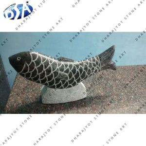 Black Marble Fish Statue