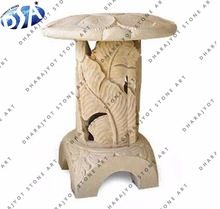 Leaf Design Carved Sandstone Lamps