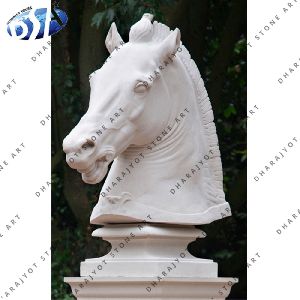 White Marble Horse Head Statue