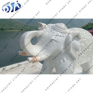 white marble new flower elephant statue