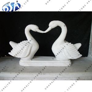 White Marble Two Duck Statue