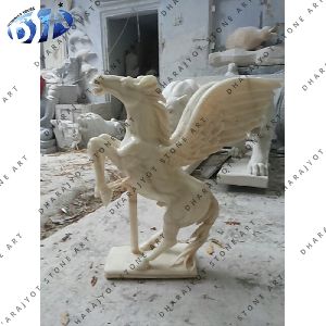 Yellow Marble Flying Horse Statue