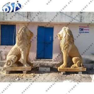 Yellow Sandstone Lion Statue