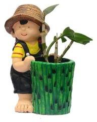 Little Fiber Girl Holding Planter