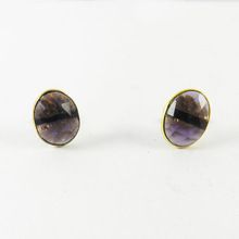 Amethyst hydro gemstone Stud Earring