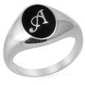 alphabetic ring plain silver band ring