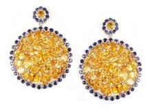 Citrine studded iolite earring