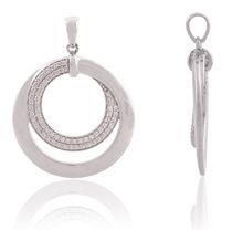 Dual circle design 14k white gold diamond pendant