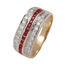 fancy designer 18k yellow gold diamond ruby ring
