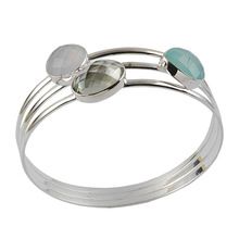Gemstone semi precious stone bangle bracelet