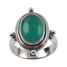 Green onyx 925 sterling silver gemstone men's silver rings