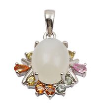 moonstone with sapphires gemstone pendant