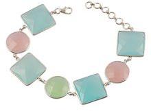 Multi color chalcedony gemstone bracelet