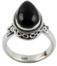 Pear shaped black onyx ring