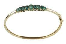 sterling silver emerald stud bangle