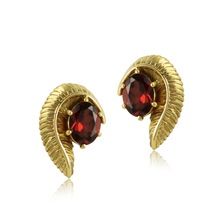 sterling silver garnet gemstone earring gold plated jewelry stud