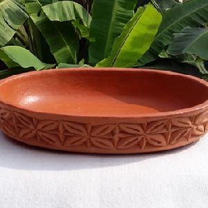 Oval Shape Clay Serving Bowl