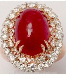 Cabochon Ruby Diamond Cocktail Ring