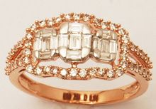 Rose Gold Asscher Set Baguette Diamond Split Shank Ring