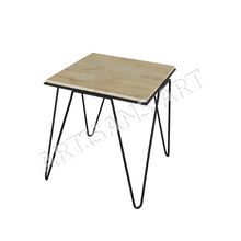 Industrial Metal Wood Side Table,