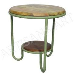 Metal Wood Round Coffee table