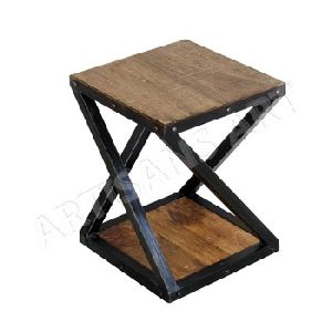 Modern Industrial Metal Wood Stool