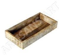 Rustic White washed Solid Mango wood Tray,